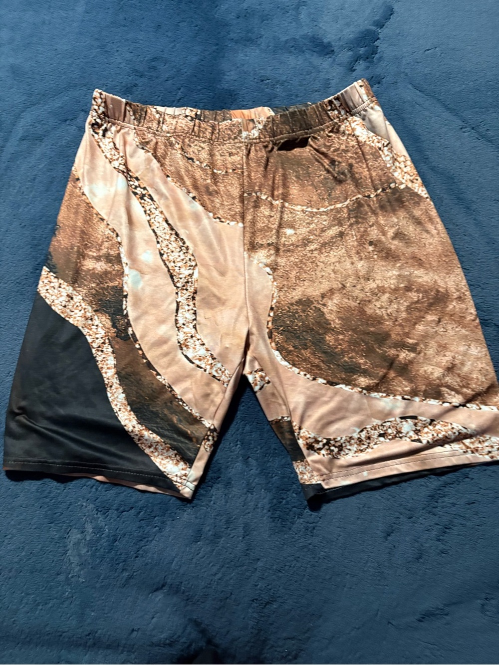 Brown Patterned Athletic Shorts